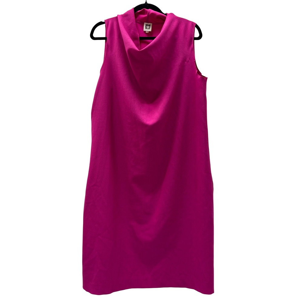 Anne Klein Magenta Pink Cowl Neck Sleeveless Shift Dress Womens